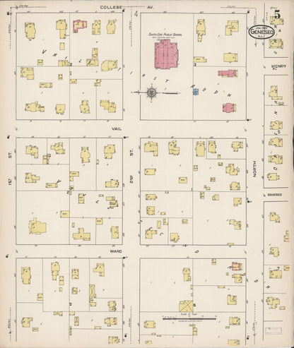 Sanborn Fire Insurance Map from Geneseo, Henry County, Illinois (1922), Sheet #0005 - Complete Map Set gallery image, historic Sanborn map, vintage wall art, Illinois Illinois
