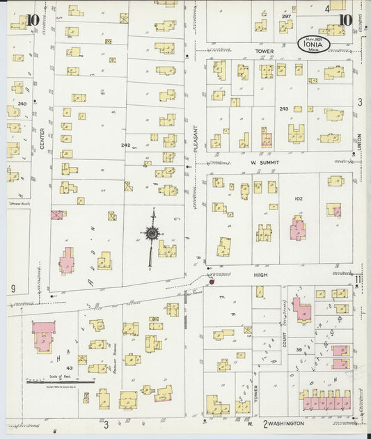 Sanborn Fire Insurance Map from Ionia, Ionia County, Michigan (1924), Sheet #0010 - Historic Sanborn Fire Insurance Map Print, vintage old map wall art, antique decor, genealogy gift, Michigan Michigan map