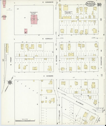 Sanborn Fire Insurance Map from Norman, Cleveland County, Oklahoma (1914), Sheet #0010 - Complete Map Set gallery image, historic Sanborn map, vintage wall art, Oklahoma Oklahoma