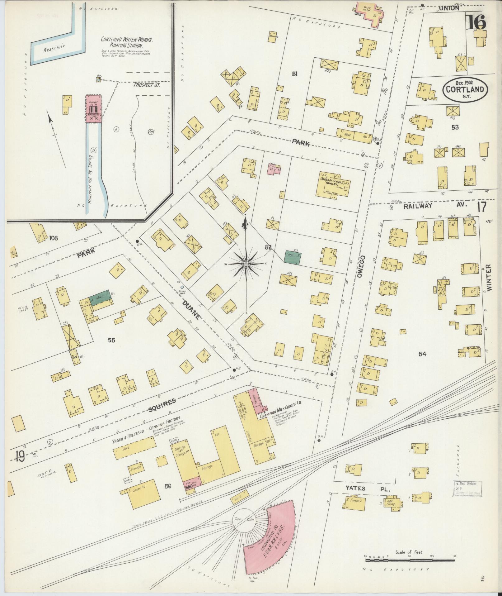Sanborn Fire Insurance Map from Cortland, Cortland County, New York (1902), Sheet #0016 - Complete Map Set gallery image, historic Sanborn map, vintage wall art, New York New York