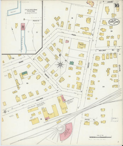 Sanborn Fire Insurance Map from Cortland, Cortland County, New York (1902), Sheet #0016 - Complete Map Set gallery image, historic Sanborn map, vintage wall art, New York New York