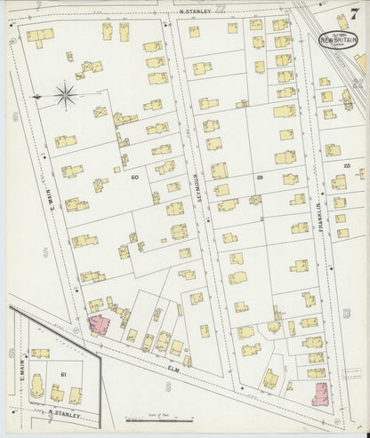 Sanborn Fire Insurance Map from New Britain, Hartford County, Connecticut (1895), Sheet #0007 - Complete Map Set gallery image, historic Sanborn map, vintage wall art, Connecticut Connecticut