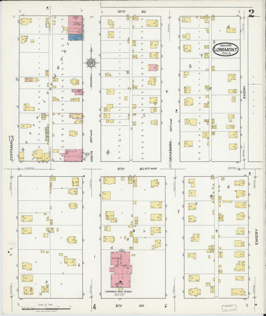 Sanborn Fire Insurance Map from Longmont, Boulder County, Colorado (1918), Sheet #0002 - Historic Sanborn Fire Insurance Map Print, vintage old map wall art, antique decor, genealogy gift, Colorado Colorado map