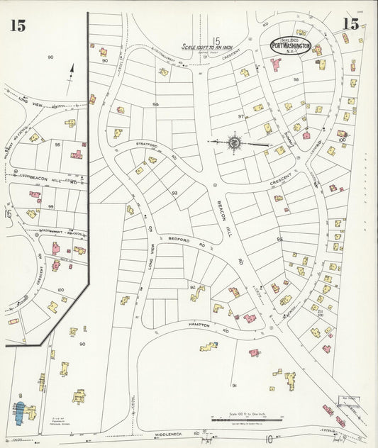 Sanborn Fire Insurance Map from Port Washington, Nassau County, New York (1925), Sheet #0015 - Historic Sanborn Fire Insurance Map Print, vintage old map wall art, antique decor, genealogy gift, New York New York map