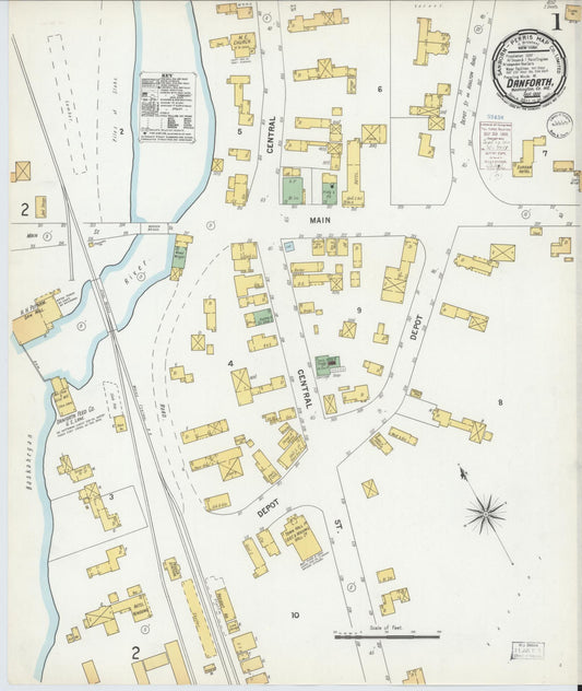 Sanborn Fire Insurance Map from Danforth, Washignton County, Maine (1900), Sheet #0001 - Complete Map Set gallery image, historic Sanborn map, vintage wall art, Maine Maine