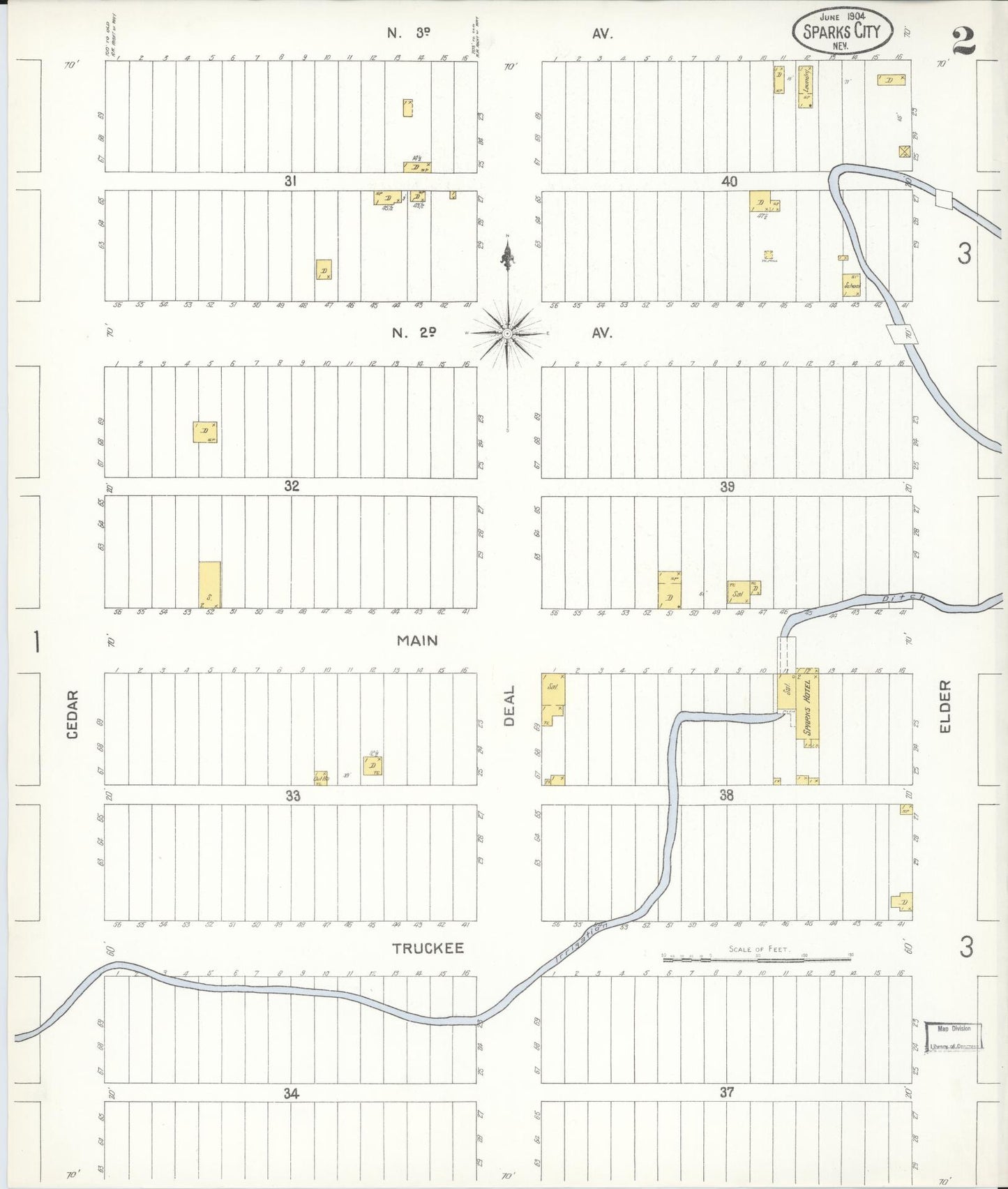 Sanborn Fire Insurance Map from Sparks, Washoe County, Nevada (1904), Sheet #0002 - Complete Map Set gallery image, historic Sanborn map, vintage wall art, Nevada Nevada