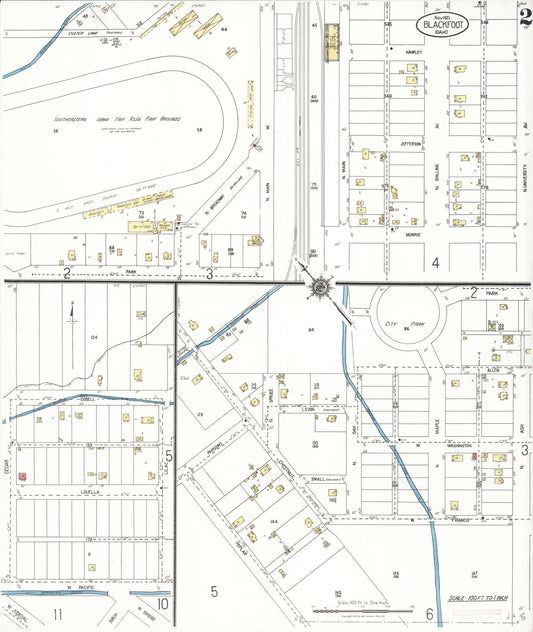 Sanborn Fire Insurance Map from Blackfoot, Bingham County, Idaho (1921), Sheet #0002 - Historic Sanborn Fire Insurance Map Print, vintage old map wall art, antique decor, genealogy gift, Idaho Idaho map
