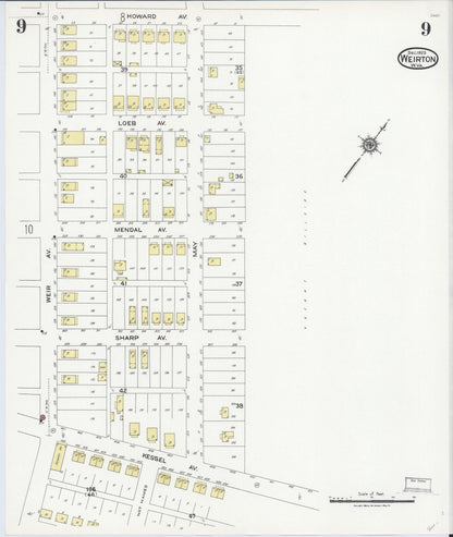 Sanborn Fire Insurance Map from Weirton, Hancock County, West Virginia (1923), Sheet #0009 - Complete Map Set gallery image, historic Sanborn map, vintage wall art, West Virginia West Virginia
