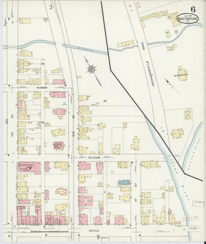 Sanborn Fire Insurance Map from Waterford, Saratoga County, New York (1914), Sheet #0006 - Complete Map Set gallery image, historic Sanborn map, vintage wall art, New York New York