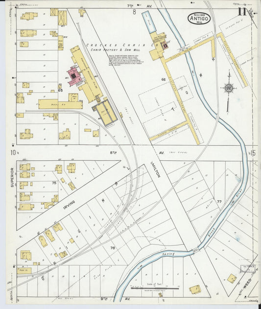 Sanborn Fire Insurance Map from Antigo, Langlade County, Wisconsin (1919), Sheet #0011 - Historic Sanborn Fire Insurance Map Print, vintage old map wall art, antique decor, genealogy gift, Wisconsin Wisconsin map