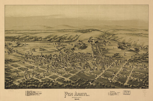 Pen Argyl, Pennsylvania 1894. (1894) – Historic Bird’s-Eye View Panorama Print