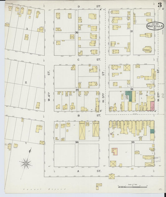 Sanborn Fire Insurance Map from Mayville, Traill County, North Dakota (1893), Sheet #0003 - Historic Sanborn Fire Insurance Map Print, vintage old map wall art, antique decor, genealogy gift, North Dakota North Dakota map