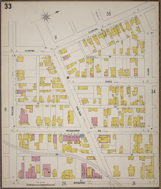 Sanborn Fire Insurance Map from Saratoga, Saratoga County, New York (1900), Sheet #0033 - Historic Sanborn Fire Insurance Map Print, vintage old map wall art, antique decor, genealogy gift, New York New York map