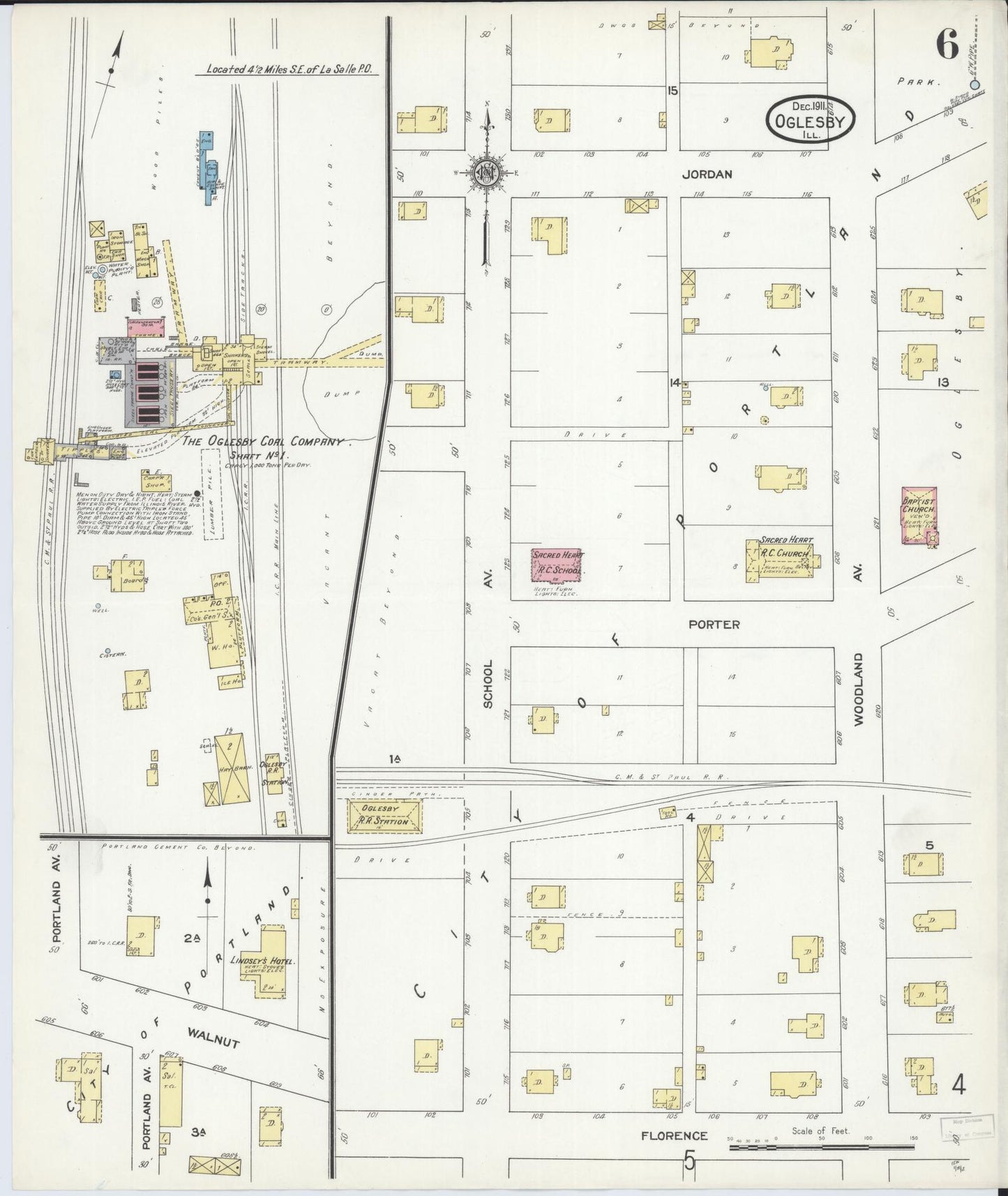 Sanborn Fire Insurance Map from Oglesby, La Salle County, Illinois (1911), Sheet #0006 - Complete Map Set gallery image, historic Sanborn map, vintage wall art, Illinois Illinois