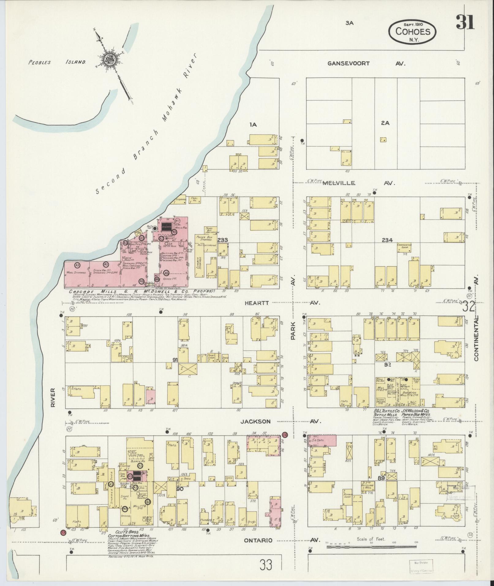 Sanborn Fire Insurance Map from Cohoes, Albany County, New York (1910), Sheet #0031 - Complete Map Set gallery image, historic Sanborn map, vintage wall art, New York New York