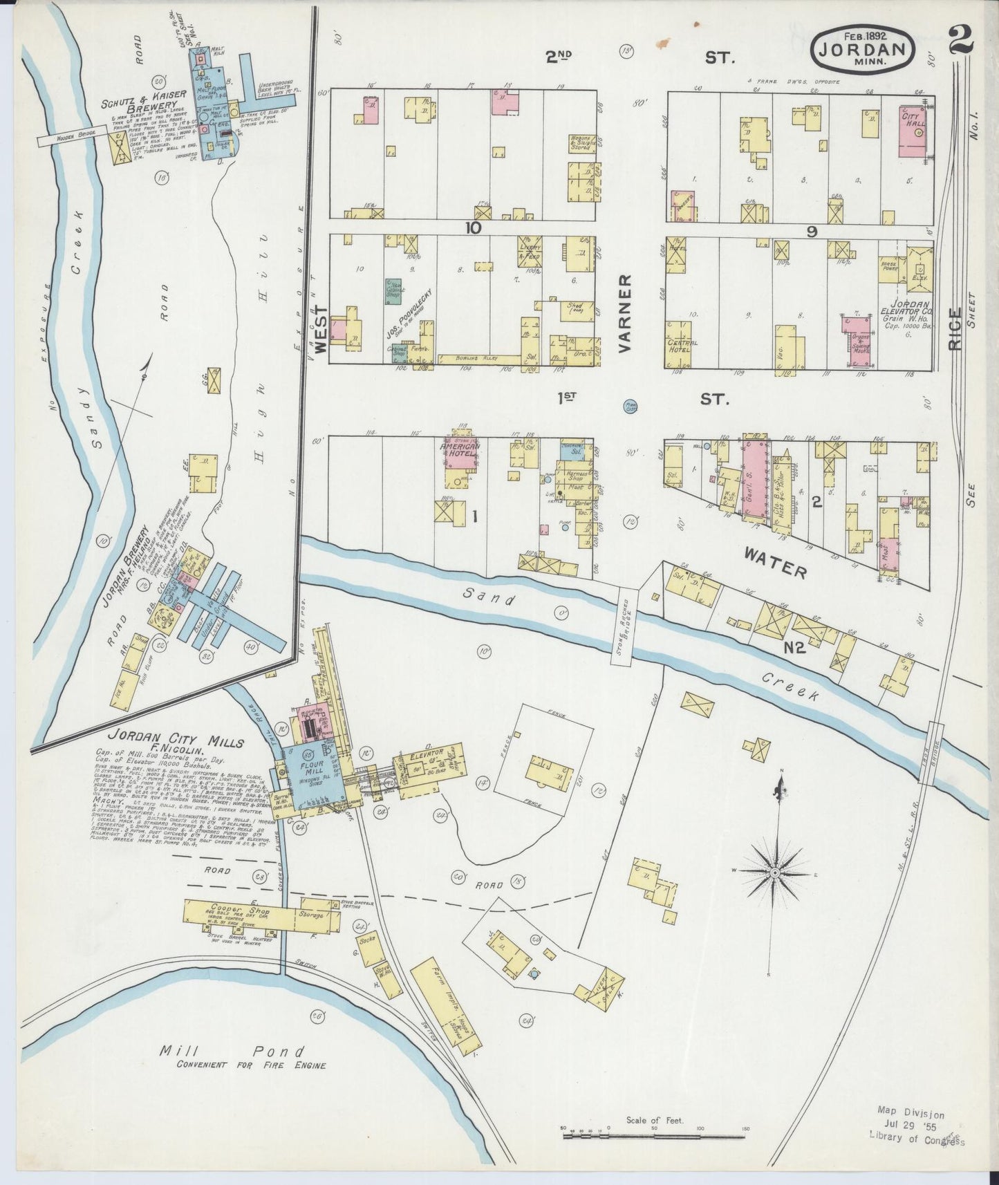 Sanborn Fire Insurance Map from Jordan, Scott County, Minnesota (1892), Sheet #0002 - Historic Sanborn Fire Insurance Map Print, vintage old map wall art, antique decor, genealogy gift, Minnesota Minnesota map