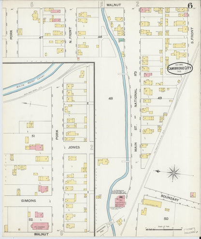 Sanborn Fire Insurance Map from Cambridge City, Wayne County, Indiana (1892), Sheet #0006 - Complete Map Set gallery image, historic Sanborn map, vintage wall art, Indiana Indiana