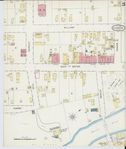 Sanborn Fire Insurance Map from Huron, Erie County, Ohio (1893), Sheet #0003 - Historic Sanborn Fire Insurance Map Print, vintage old map wall art, antique decor, genealogy gift, Ohio Ohio map