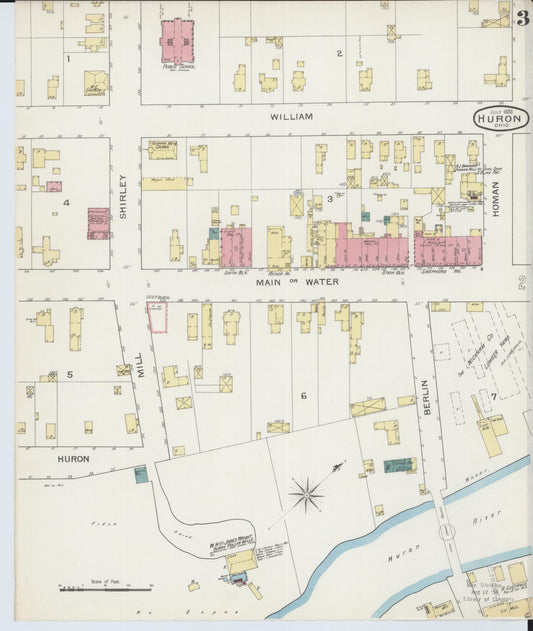 Sanborn Fire Insurance Map from Huron, Erie County, Ohio (1893), Sheet #0003 - Historic Sanborn Fire Insurance Map Print, vintage old map wall art, antique decor, genealogy gift, Ohio Ohio map