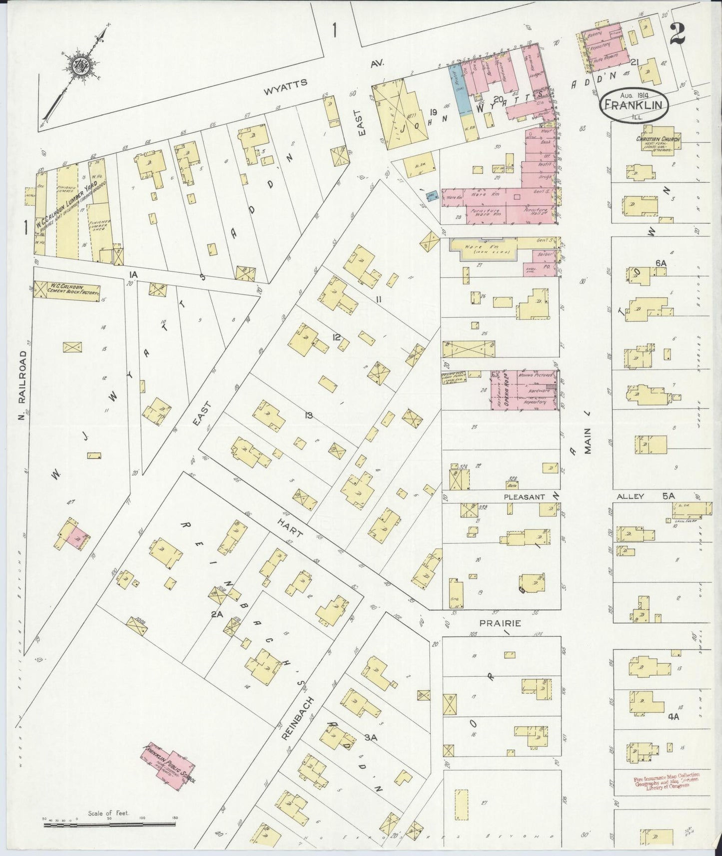 Sanborn Fire Insurance Map from Franklin, Morgan County, Illinois (1914), Sheet #0002 - Complete Map Set gallery image, historic Sanborn map, vintage wall art, Illinois Illinois