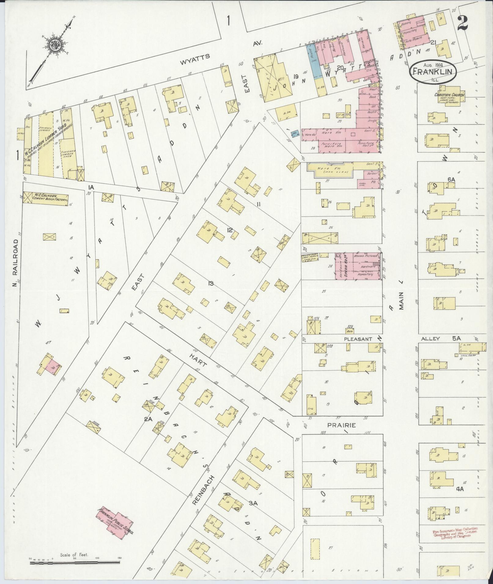 Sanborn Fire Insurance Map from Franklin, Morgan County, Illinois (1914), Sheet #0002 - Complete Map Set gallery image, historic Sanborn map, vintage wall art, Illinois Illinois