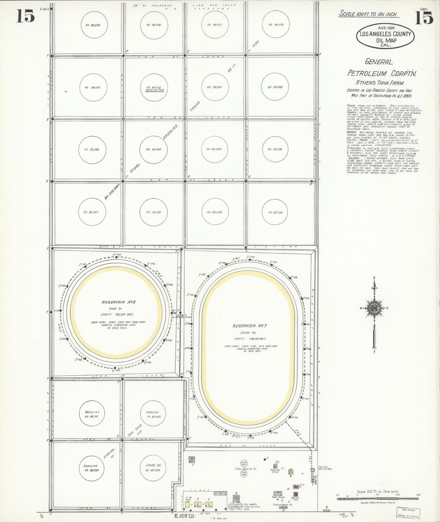 Sanborn Fire Insurance Map from Los Angeles Co., Los Angeles County, California (1924), Sheet #0015 - Historic Sanborn Fire Insurance Map Print, vintage old map wall art, antique decor, genealogy gift, California California map
