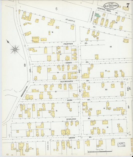 Sanborn Fire Insurance Map from Old Orchard, York County, Maine (1904), Sheet #0007 - Historic Sanborn Fire Insurance Map Print, vintage old map wall art, antique decor, genealogy gift, Maine Maine map