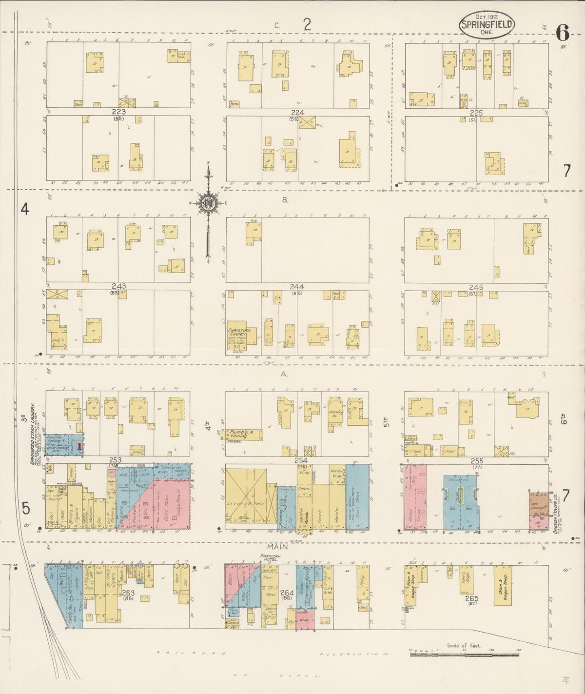 Sanborn Fire Insurance Map from Springfield, Lane County, Oregon (1912), Sheet #0006 - Historic Sanborn Fire Insurance Map Print, vintage old map wall art, antique decor, genealogy gift, Oregon Oregon map