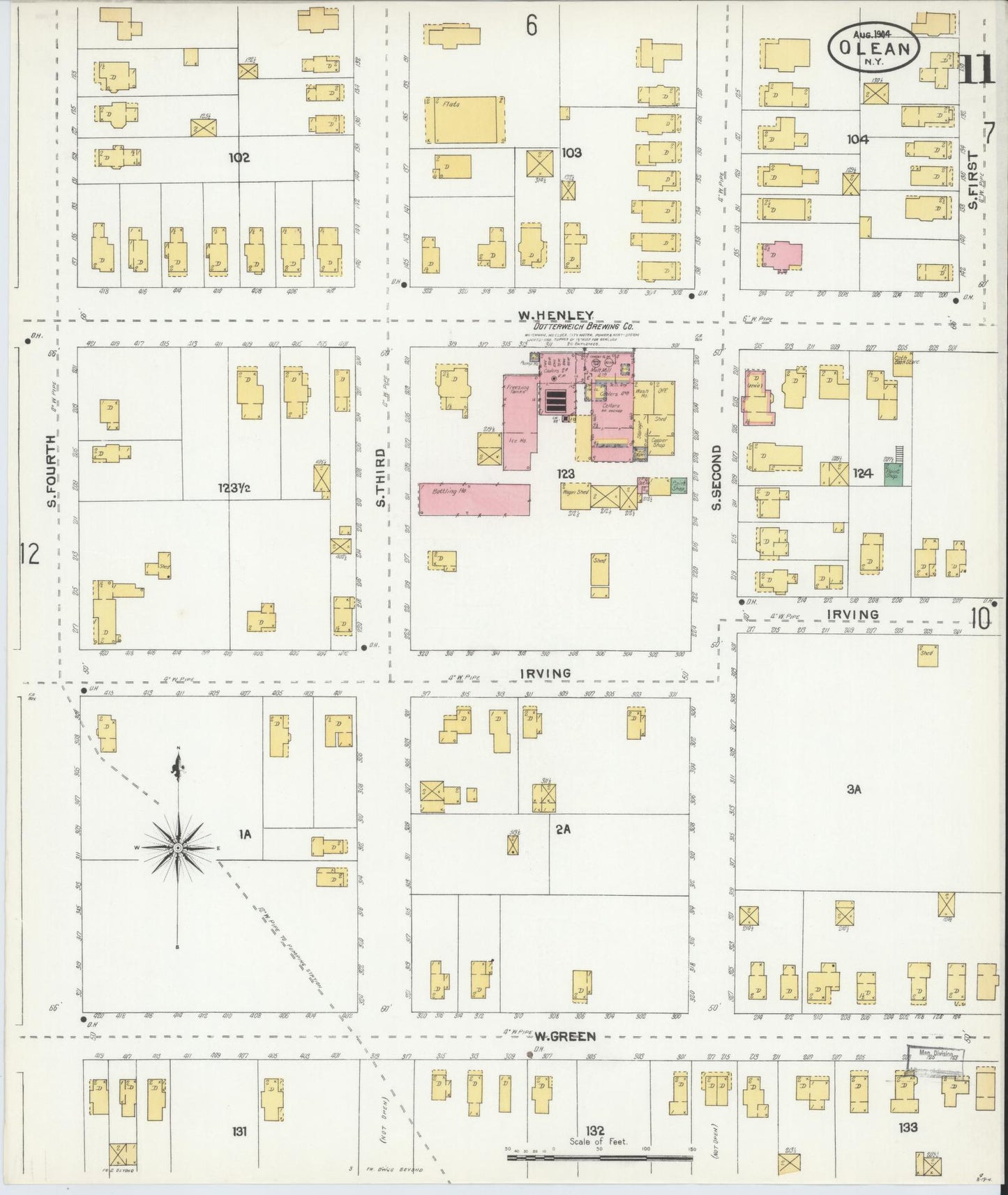 Sanborn Fire Insurance Map from Olean, Cattaraugus County, New York (1904), Sheet #0011 - Complete Map Set gallery image, historic Sanborn map, vintage wall art, New York New York