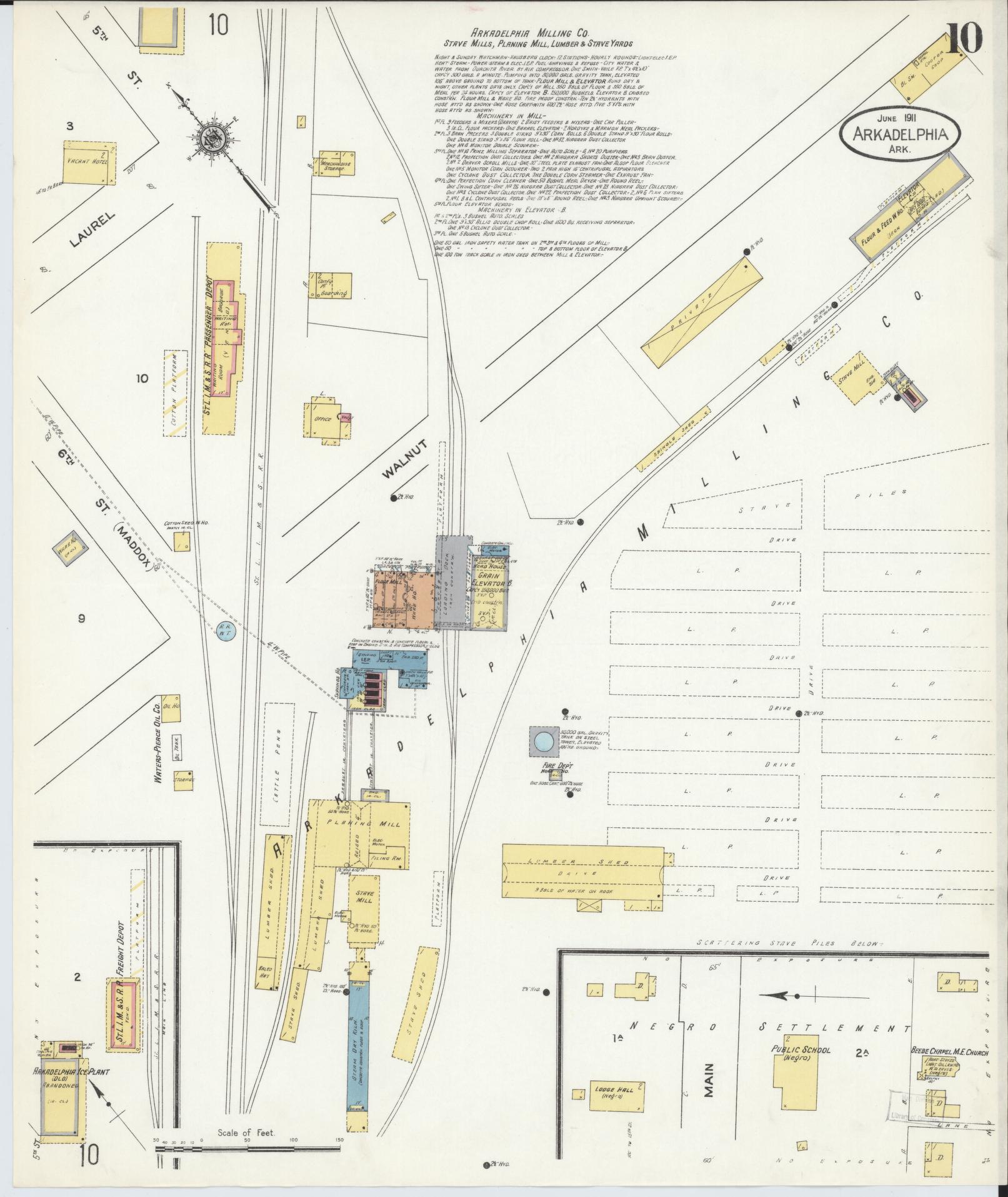 Sanborn Fire Insurance Map from Arkadelphia, Clark County, Arkansas (1911), Sheet #0010 - Complete Map Set gallery image, historic Sanborn map, vintage wall art, Arkansas Arkansas