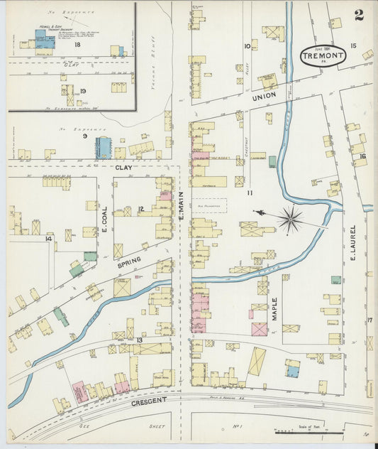 Sanborn Fire Insurance Map from Tremont, Schuylkill County, Pennsylvania (1891), Sheet #0002 - Historic Sanborn Fire Insurance Map Print, vintage old map wall art, antique decor, genealogy gift, Pennsylvania Pennsylvania map