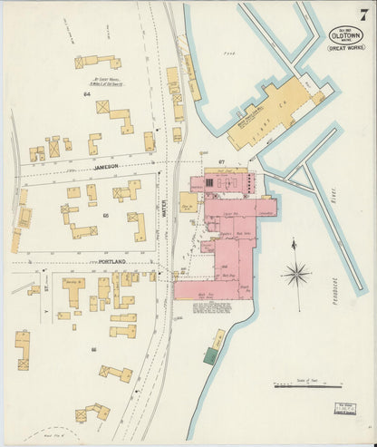 Sanborn Fire Insurance Map from Old Town, Penobscot County, Maine (1901), Sheet #0007 - Complete Map Set gallery image, historic Sanborn map, vintage wall art, Maine Maine