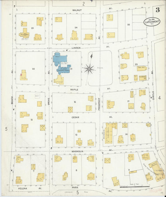 Sanborn Fire Insurance Map from Larchmont, Westchester County, New York (1904), Sheet #0003 - Historic Sanborn Fire Insurance Map Print, vintage old map wall art, antique decor, genealogy gift, New York New York map