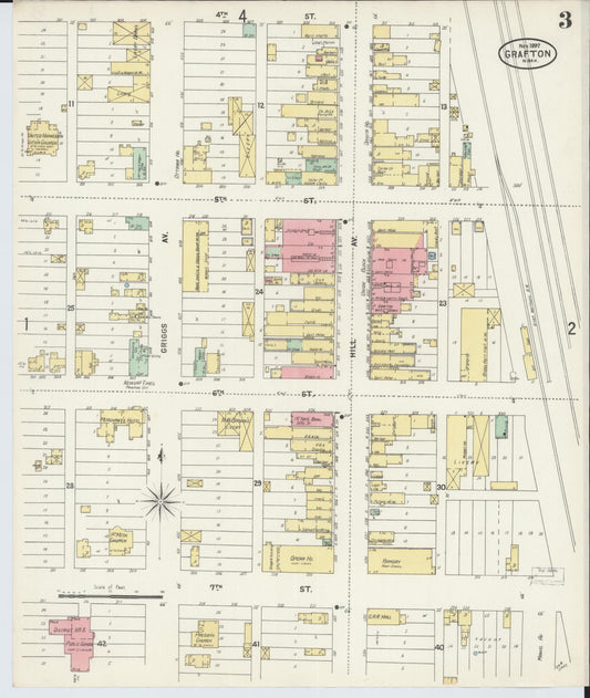 Sanborn Fire Insurance Map from Grafton, Walsh County, North Dakota (1897), Sheet #0003 - Historic Sanborn Fire Insurance Map Print, vintage old map wall art, antique decor, genealogy gift, North Dakota North Dakota map
