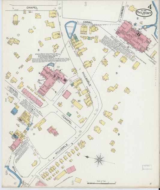 Sanborn Fire Insurance Map from Philmont, Columbia County, New York (1892), Sheet #0004 - Historic Sanborn Fire Insurance Map Print, vintage old map wall art, antique decor, genealogy gift, New York New York map