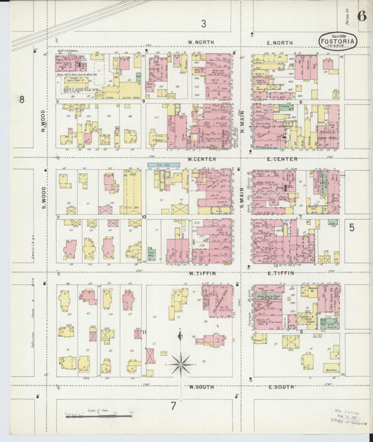 Sanborn Fire Insurance Map from Fostoria, Seneca, Hancock, And Wood Counties, Ohio (1896), Sheet #0006 - Historic Sanborn Fire Insurance Map Print, vintage old map wall art, antique decor, genealogy gift, Ohio Ohio map