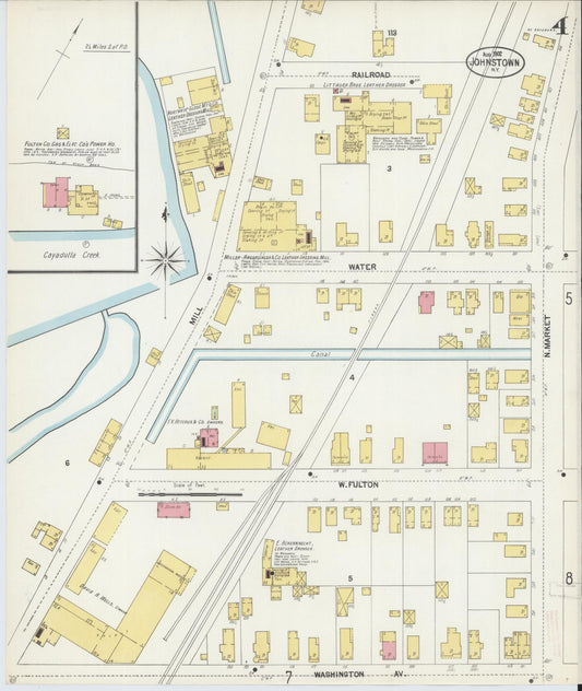 Sanborn Fire Insurance Map from Johnstown, Fulton County, New York (1902), Sheet #0004 - Historic Sanborn Fire Insurance Map Print, vintage old map wall art, antique decor, genealogy gift, New York New York map