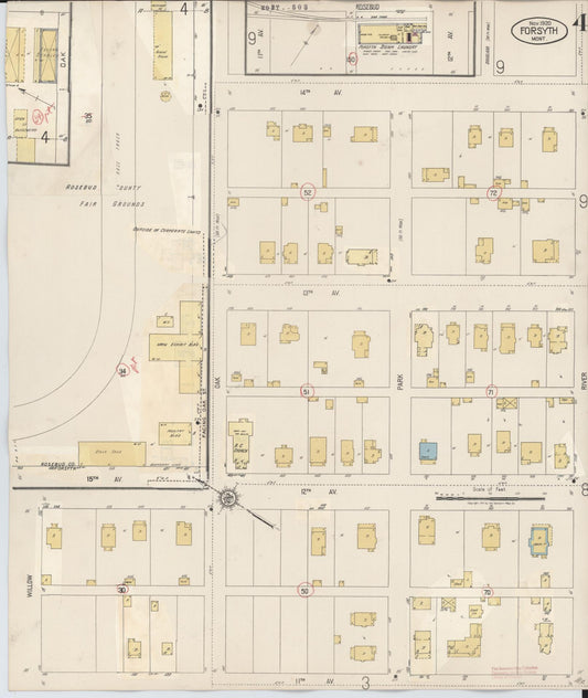 Sanborn Fire Insurance Map from Forsyth, Rosebud County, Montana (1941), Sheet #0004 - Historic Sanborn Fire Insurance Map Print, vintage old map wall art, antique decor, genealogy gift, Montana Montana map