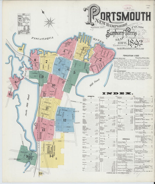 Sanborn Fire Insurance Map from Portsmouth, Rockingham County, New Hampshire. (1892) – Historic Sanborn Fire Insurance Map Print