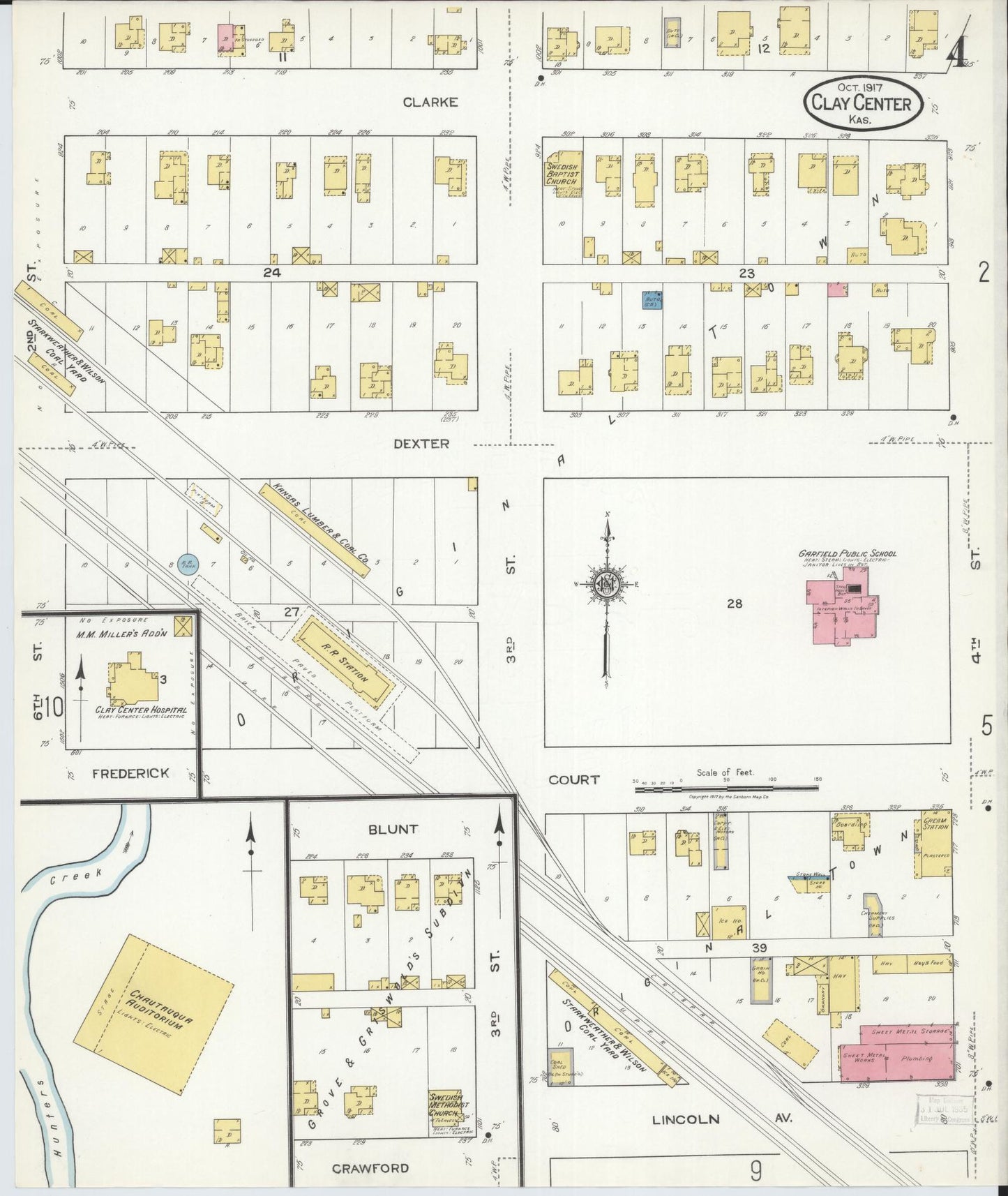 Sanborn Fire Insurance Map from Clay Center, Clay County, Kansas (1917), Sheet #0004 - Complete Map Set gallery image, historic Sanborn map, vintage wall art, Kansas Kansas