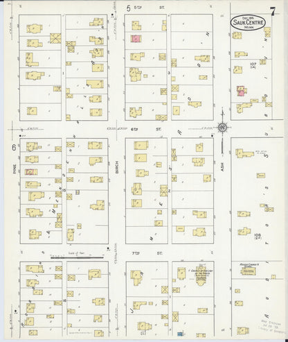 Sanborn Fire Insurance Map from Sauk Centre, Stearns County, Minnesota (1916), Sheet #0007 - Complete Map Set gallery image, historic Sanborn map, vintage wall art, Minnesota Minnesota