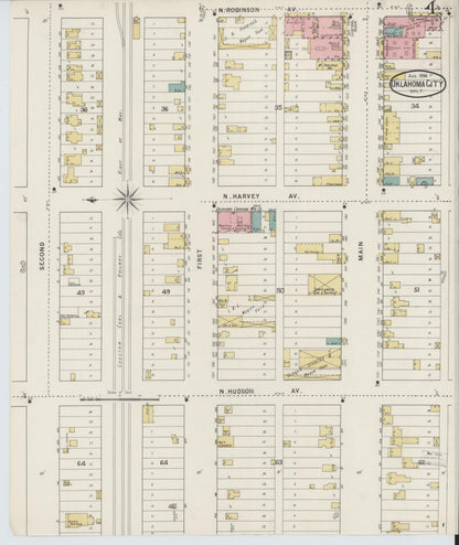 Sanborn Fire Insurance Map from Oklahoma City, Oklahoma County, Oklahoma (1894), Sheet #0004 - Complete Map Set gallery image, historic Sanborn map, vintage wall art, Oklahoma City Oklahoma