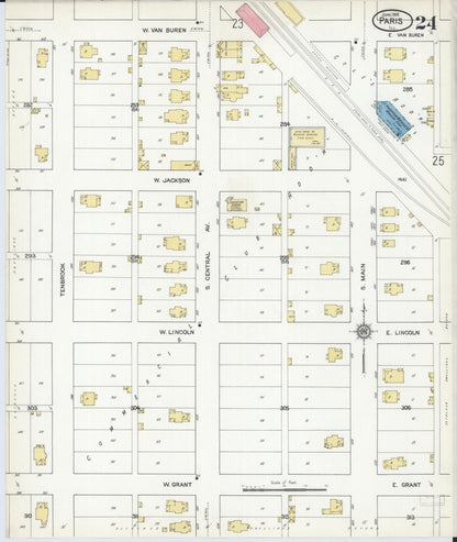 Sanborn Fire Insurance Map from Paris, Edgar County, Illinois (1916), Sheet #0024 - Historic Sanborn Fire Insurance Map Print, vintage old map wall art, antique decor, genealogy gift, Illinois Illinois map