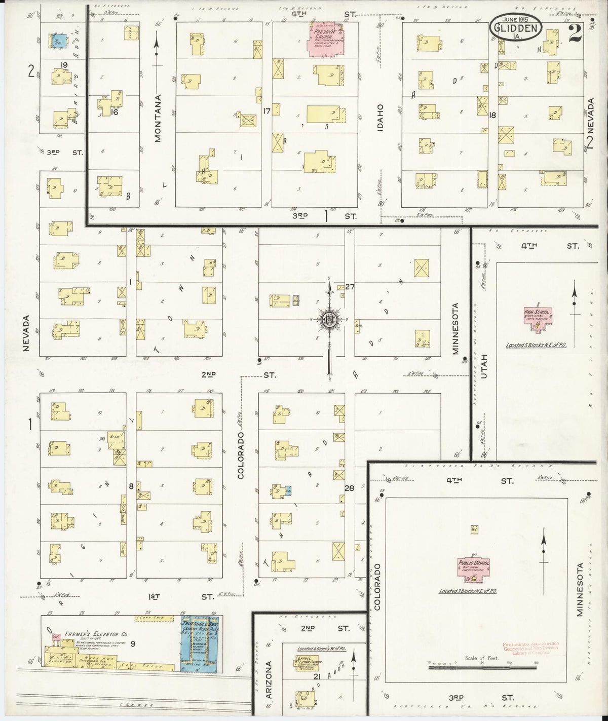 Sanborn Fire Insurance Map from Glidden, Carroll County, Iowa (1915), Sheet #0002 - Historic Sanborn Fire Insurance Map Print