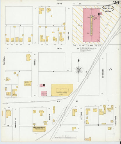 Sanborn Fire Insurance Map from Pine Bluff, Jefferson County, Arkansas (1901), Sheet #0026 - Complete Map Set gallery image, historic Sanborn map, vintage wall art, Arkansas Arkansas