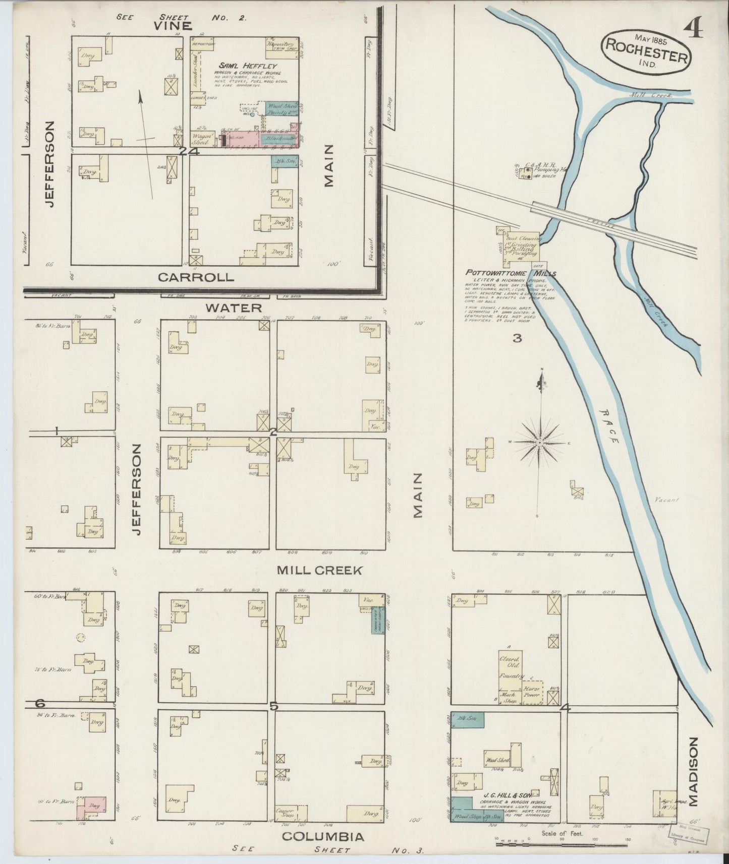 Sanborn Fire Insurance Map from Rochester, Fulton County, Indiana (1885), Sheet #0004 - Complete Map Set gallery image, historic Sanborn map, vintage wall art, Indiana Indiana