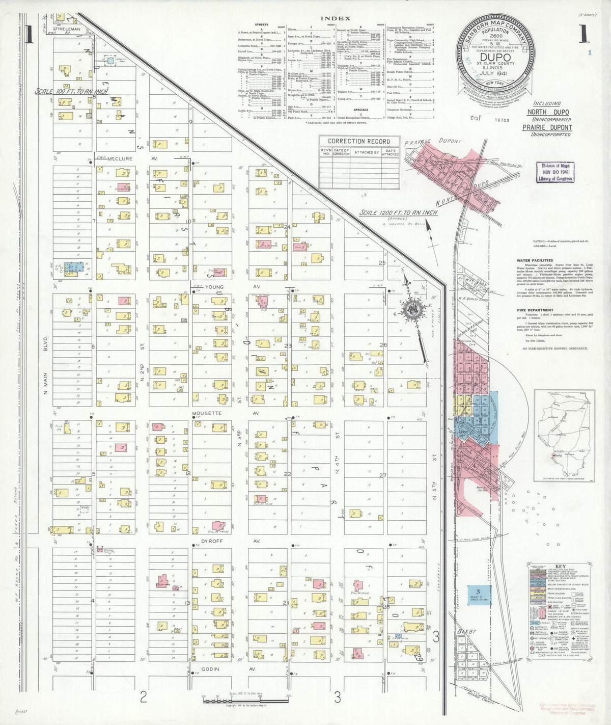 Sanborn Fire Insurance Map from Dupo, Saint Clair County, Illinois (1941), Sheet #0001 - Complete Map Set gallery image, historic Sanborn map, vintage wall art, Illinois Illinois