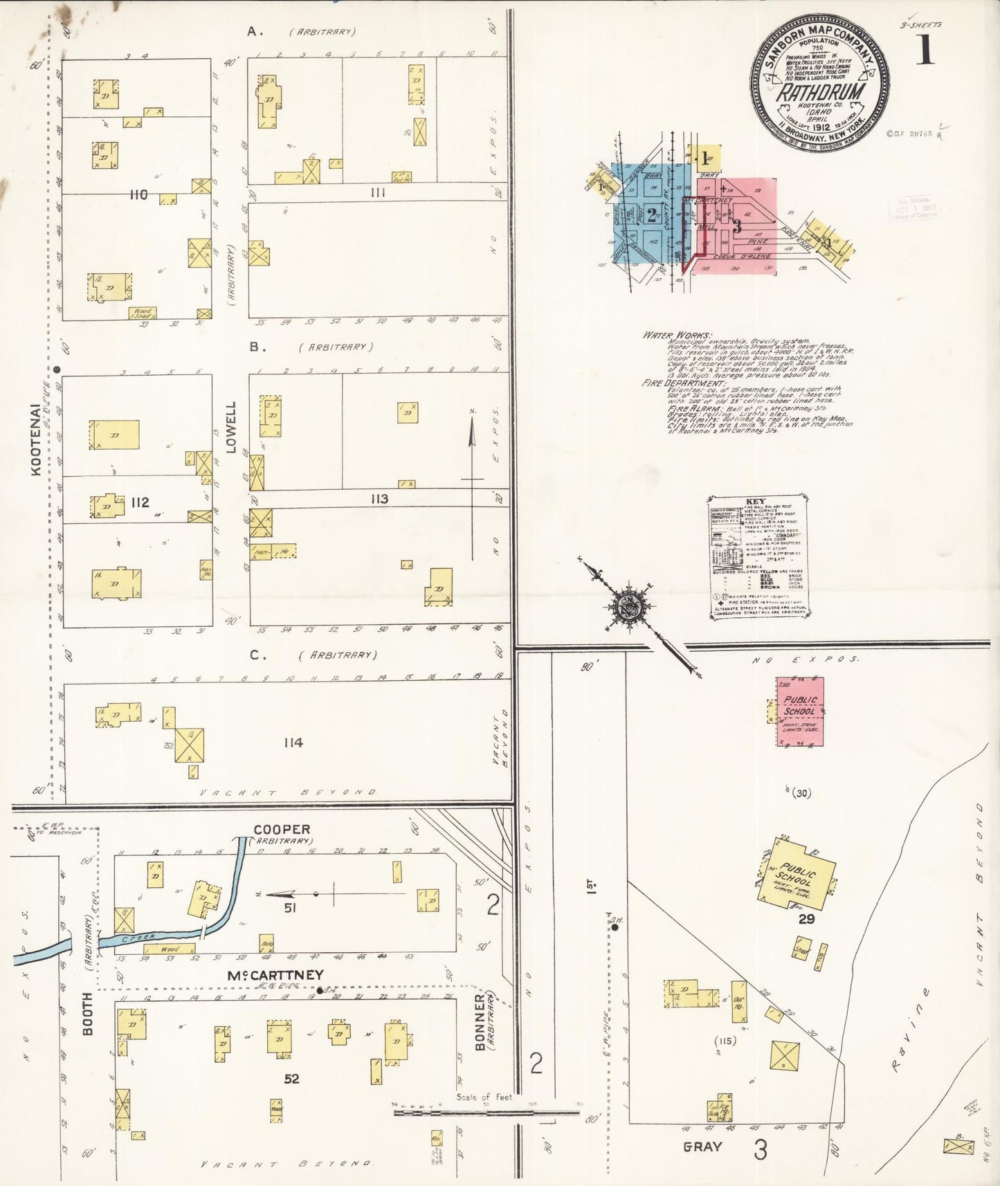 Sanborn Fire Insurance Map from Rathdrum, Kootenai County, Idaho. (1912) – Historic Sanborn Fire Insurance Map Print