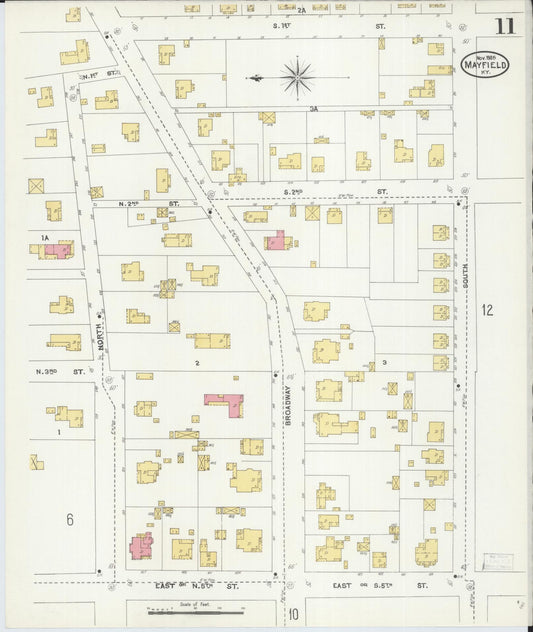 Sanborn Fire Insurance Map from Mayfield, Graves County, Kentucky (1905), Sheet #0011 - Historic Sanborn Fire Insurance Map Print, vintage old map wall art, antique decor, genealogy gift, Kentucky Kentucky map