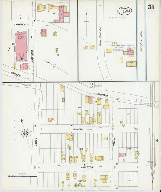 Sanborn Fire Insurance Map from Cohoes, Albany County, New York (1902), Sheet #0031 - Historic Sanborn Fire Insurance Map Print, vintage old map wall art, antique decor, genealogy gift, New York New York map